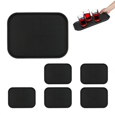 Lot de 6 plateaux de service WOODENFURN en noir