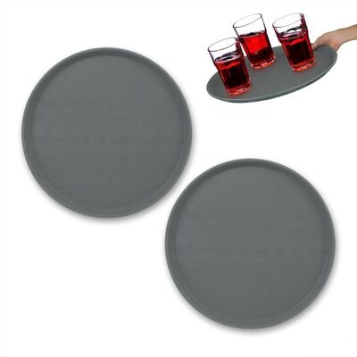 Lot de 2 plateaux de service ronds WOODENFURN 40 cm