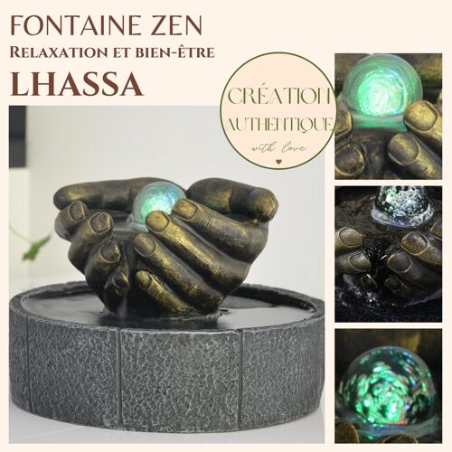 Fontaine d'Intérieur - Lhassa - Accessoire Déco Zen - Lumière Led Colorée - Idée Cadeau Déco