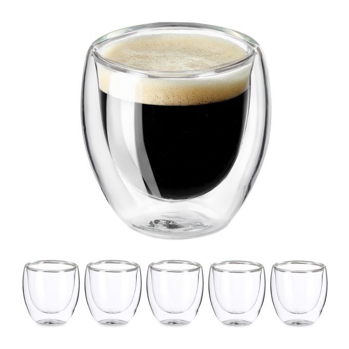 WOODENFURN double-walled espresso glasses, set of 6