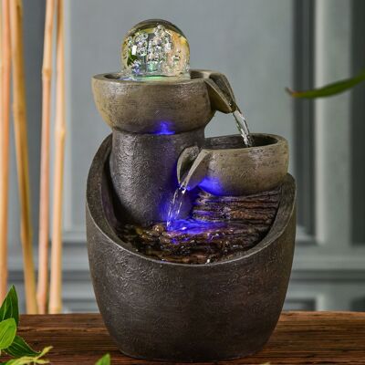 Fontaine d'Intérieur - Malla - Ecoulement d'Eau Lumière Colorée - Idée Cadeau Décoration Zen et Détente
