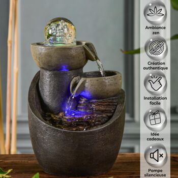 Fontaine d'Intérieur - Malla - Ecoulement d'Eau Lumière Colorée - Idée Cadeau Décoration Zen et Détente 2