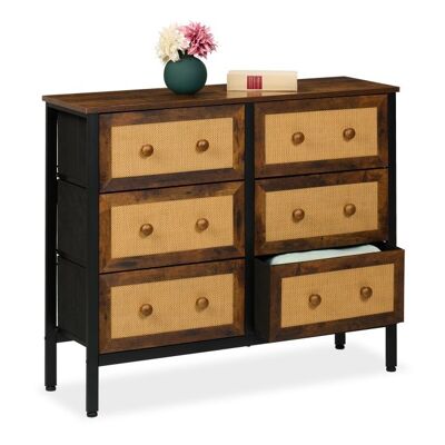 Cómoda WOODENFURN con 6 cajones en imitación ratán