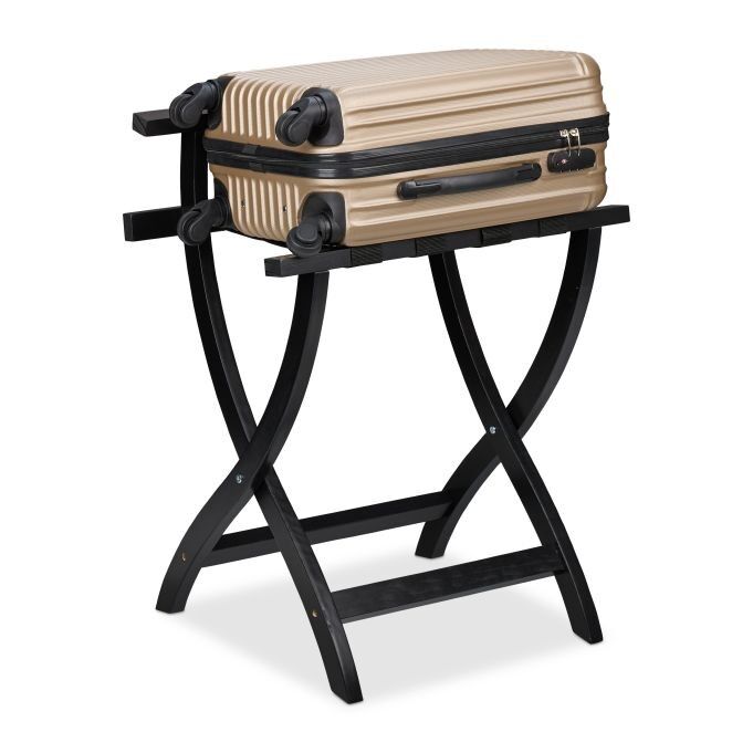 Support de valise noir WOODENFURN avec protection murale