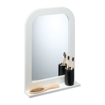Espejo de baño blanco con estante WOODENFURN