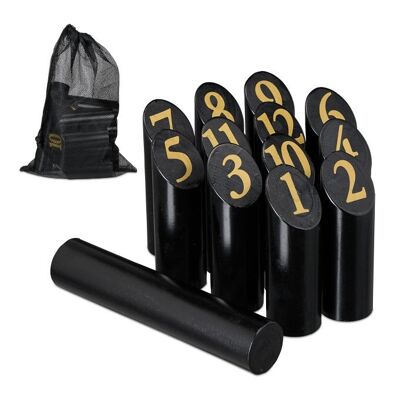 Juego de vikingos Kubb negro con bolsa WOODENFURN