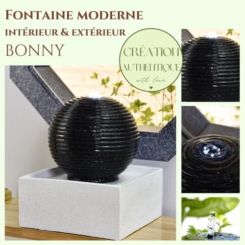 Cadeaux Fête des Mères - Fontaine Moderne - Bonny - Intérieur et Extérieur - Lumière Led Blanche - Grande Fontaine Décorative - Zen et Détente