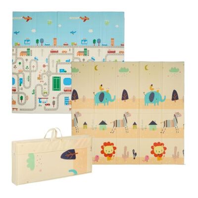 WOODENFURN Tappetino da gioco pieghevole Animali e Strada