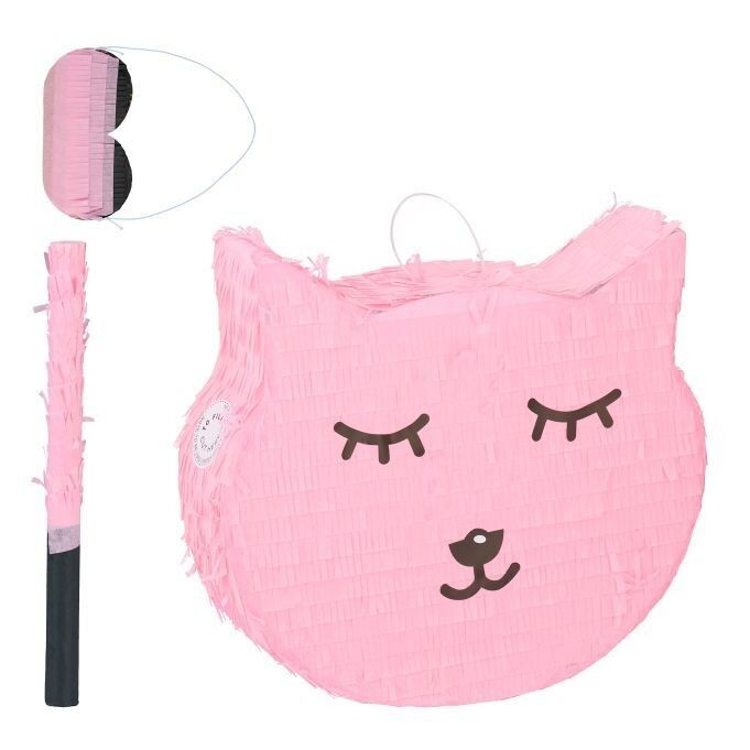 WOODENFURN Cat Pinata with Stick and Mask