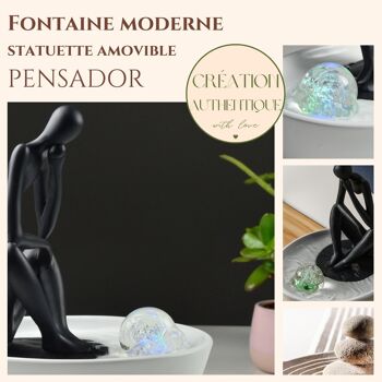 Fontaine d'Intérieur - Pensador - Accessoire Déco Zen - Lumière Led Colorée - Moderne et Design - Installation Rapide 6