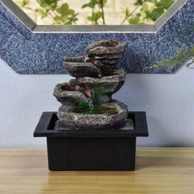 Indoor Fountain - Galou - Cascade Flow - Colored Led Light - Rock Look and Modern Design