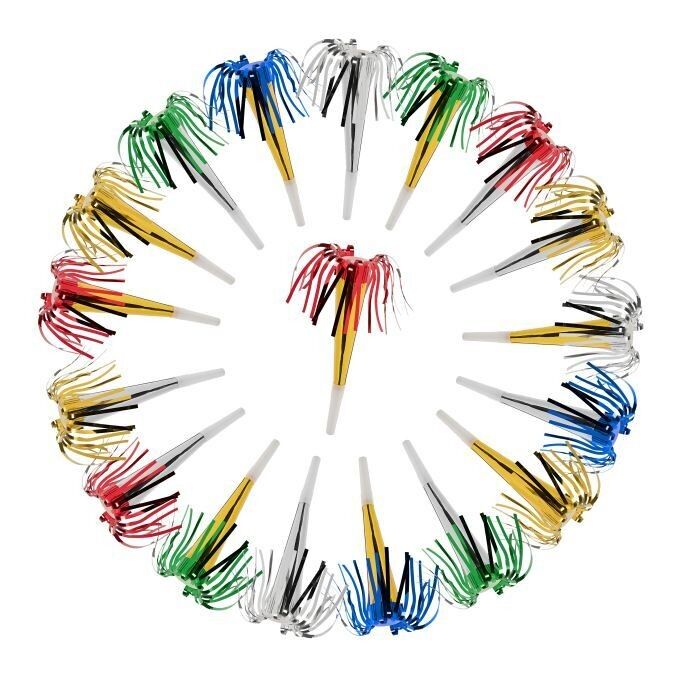 Lot de 72 cornes de fête à franges WOODENFURN