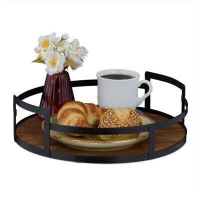 Plateau rond WOODENFURN en bois et métal