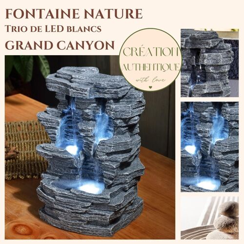 Fontaine d'Intérieur Grand Canyon - Cascade Naturelle Lumière Led - Idée Déco Cadeau - Utilisation Simple