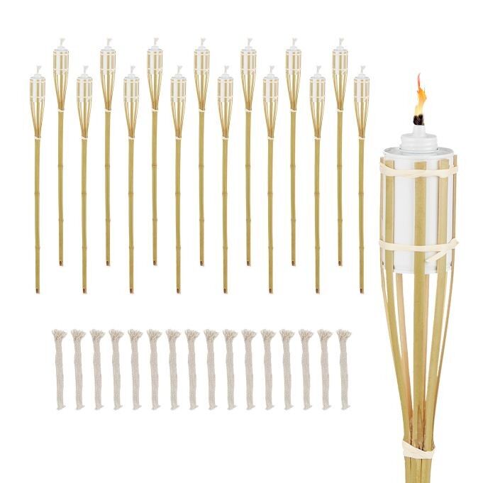 WOODENFURN Bamboo Garden Torch Set of 16
