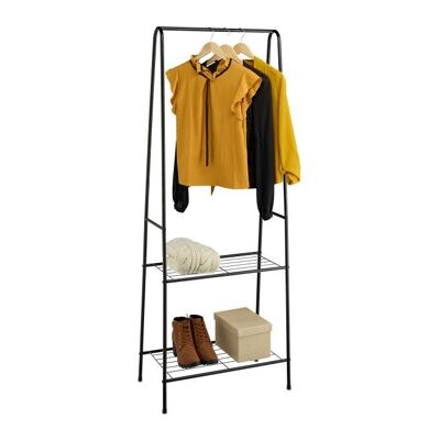 WOODENFURN Perchero negro con 2 estantes