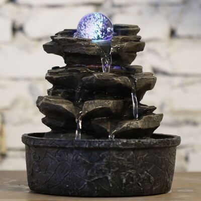 Fontaine d'Intérieur - Little Rock - Cascade Nature Effet Pierre - Lumière Led Colorée - Idée Cadeau Décoration