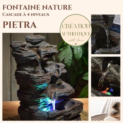 Fuente de Interior - Pietra - Decoración Natural - Imitación Roca y Luz Led de Colores - Flujo Cascada