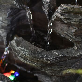 Fontaine d'Intérieur - Pietra - Décor Naturel - Imitation Roche et Lumière Led Colorée - Ecoulement en Cascade 7