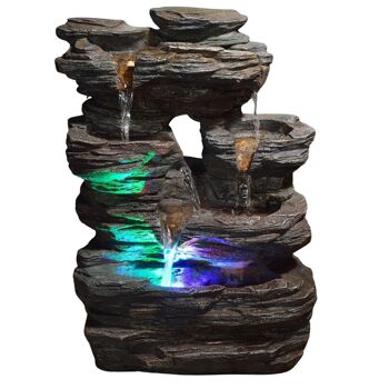 Fontaine d'Intérieur - Pietra - Décor Naturel - Imitation Roche et Lumière Led Colorée - Ecoulement en Cascade 8