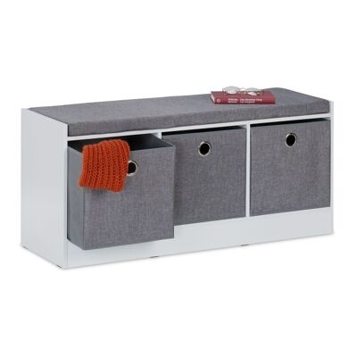Banco WOODENFURN con cojín y 3 compartimentos