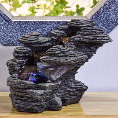 Indoor Fountain - River - Natural Style with Colored Led Light - Cascade Flow - Decorative Gift Idea