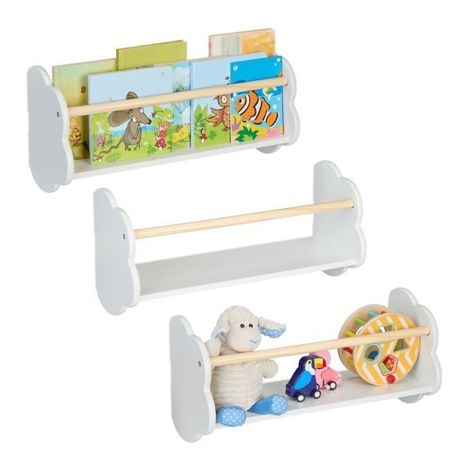 Bibliothèque pour enfants WOODENFURN, lot de 3 nuages