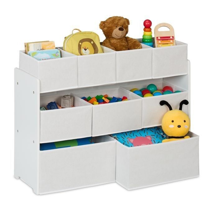 Étagère pour enfants WOODENFURN avec 9 boîtes en tissu