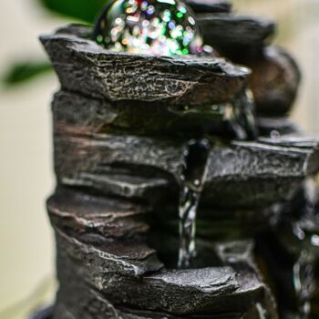 Fontaine d'Intérieur - Satya - Décoration Nature - Lumière Led Colorée - Idée Déco Cadeau - Ecoulement d'Eau Cascade 6