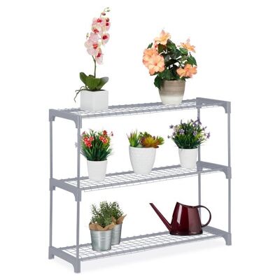 Étagère à fleurs en métal gris WOODENFURN à 3 niveaux