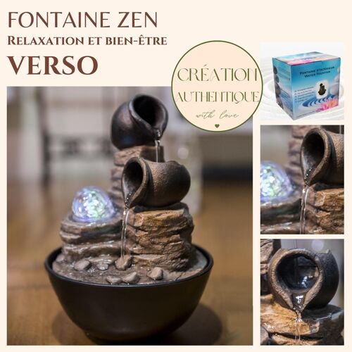Fontaine d'Intérieur - Verso - Lumière Led Colorée - Ambiance Zen - Idée Cadeau Déco Détente