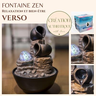 Zimmerbrunnen – Verso – Farbiges LED-Licht – Zen-Atmosphäre – Entspannung Deko Geschenkidee