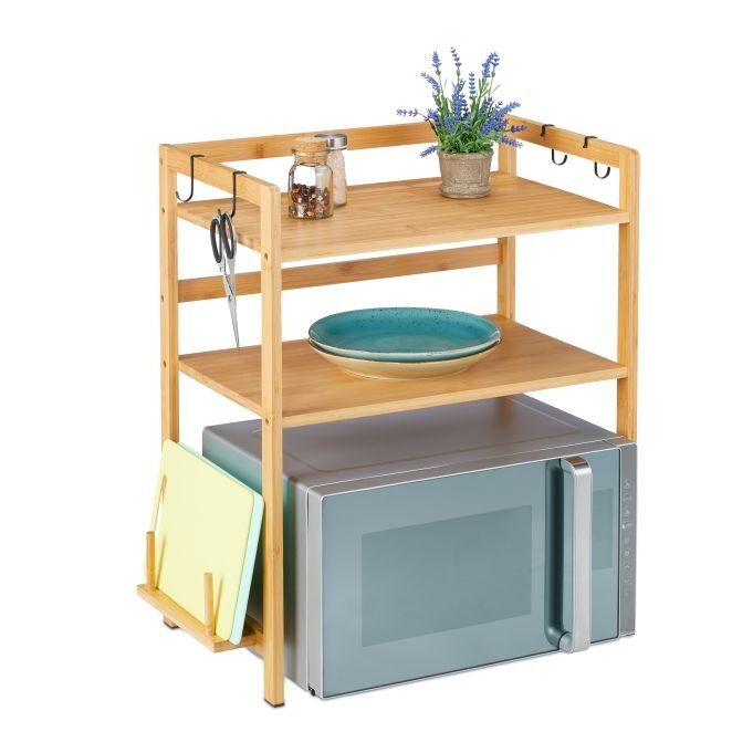 Étagère pour micro-ondes WOODENFURN à 2 niveaux