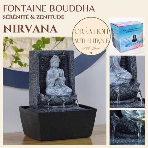 Fontaine d'Intérieur - Nirvana - Objet Déco - Lumière Led Colorée - Ecoulement en Cascade - Idée Cadeau Déco