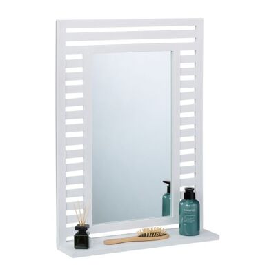 Espejo de baño WOODENFURN con estante en blanco