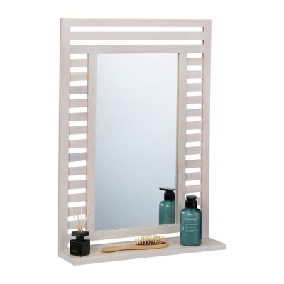 Espejo de baño WOODENFURN con estante en blanco vintage