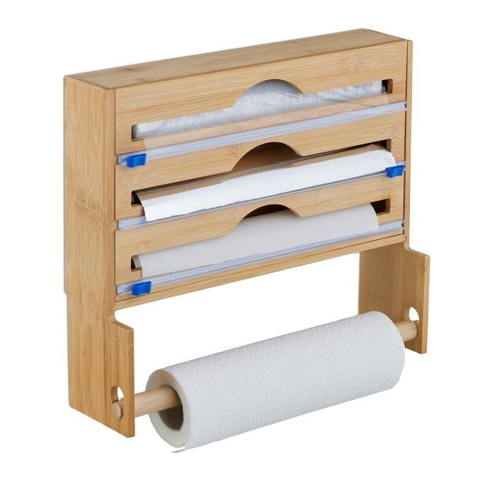 Distributeur de papier aluminium WOODENFURN avec porte-rouleau de papier absorbant