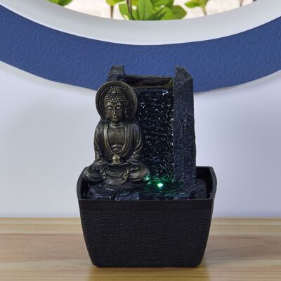 Fuente de Interior - Serenidad - Modelo Feng Shui - Estatuilla de Buda y Luz Led de Colores - Idea de Regalo Decorativo