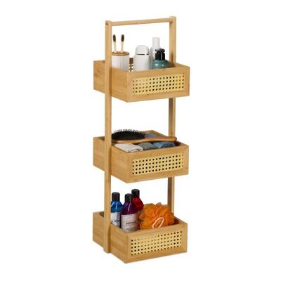 Estantería de baño WOODENFURN de bambú y ratán con 3 estantes