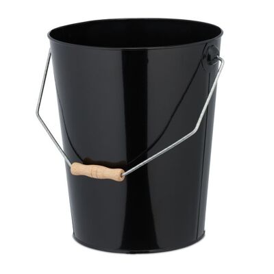 WOODENFURN Black Coal Bucket with Handle