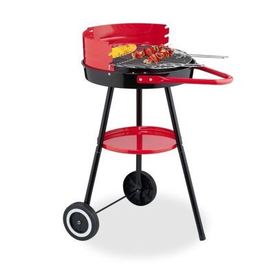 Barbecue à charbon de bois WOODENFURN 42 cm avec roulettes