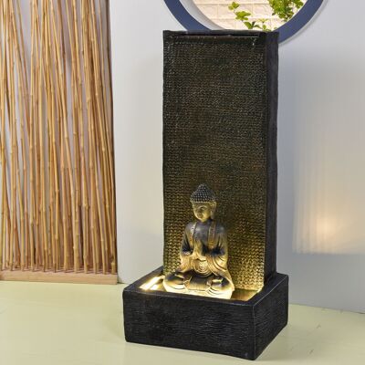 Fountain XL - Buddha da parete - Interno ed esterno - Grande statua rimovibile - Cerchietti LED bianchi - Idea regalo