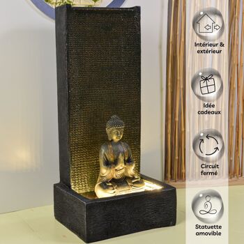 Fontaine XL - Mur Bouddha - Intérieur et Extérieur - Grande Statue Amovible - Bandeaux LED Blanc - Idée Cadeau 4