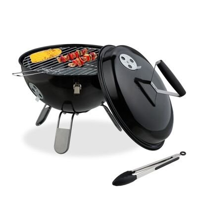 Barbecue portable WOODENFURN Ø 37 cm avec pince à griller