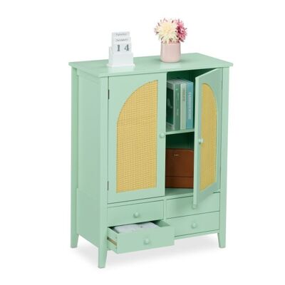 Credenza turchese WOODENFURN con effetto rattan