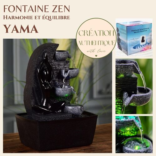 Fontaine d'Intérieur - Yama - Lumière Colorée - Déco Ambiance Relaxante - Statuette Amovible - Idée Cadeau
