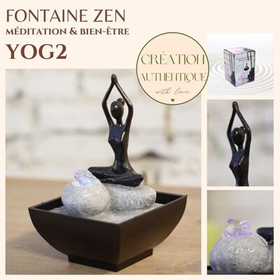Indoor Fountain - Yoga 2 - Zen Decorative Accessory - Colored Led Light - Sleek Design - Small Model