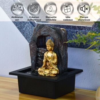 Fontaine d'Intérieur - Dao - Zen et Relaxation - Lumière Led Colorée avec Statue Bouddha - Idée Cadeau Déco 2