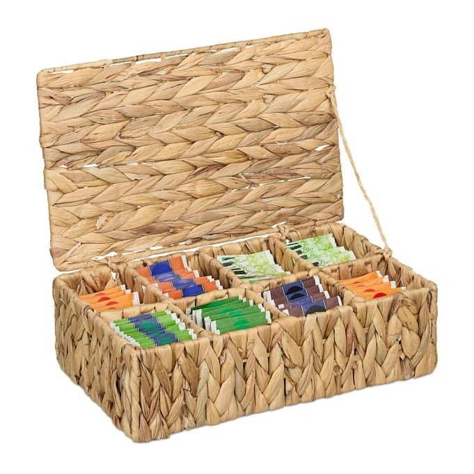 Boîte à thé WOODENFURN jacinthe d'eau 8 compartiments