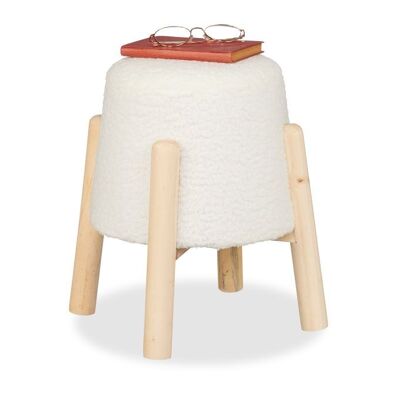WOODENFURN stool with teddy fur